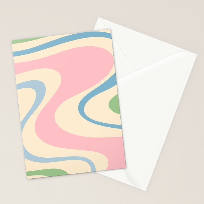 Pastel Abstract Trippy Dream Retro Contemporary Pattern Pink Blue Green Stationery Card Gallery Image 2