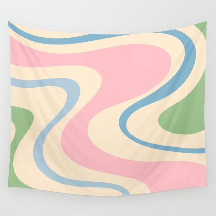 Pastel Abstract Trippy Dream Retro Contemporary Pattern Pink Blue Green Wall Tapestry Gallery Image 4