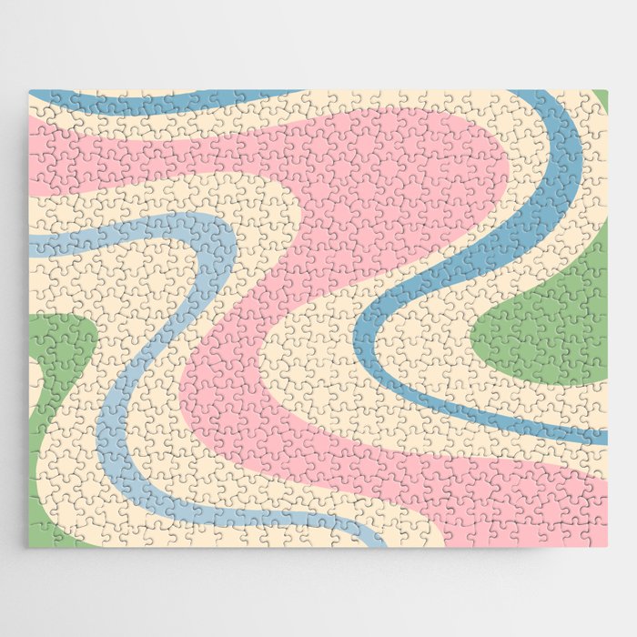 Pastel Abstract Trippy Dream Retro Contemporary Pattern Pink Blue Green Jigsaw Puzzle Gallery Image 1