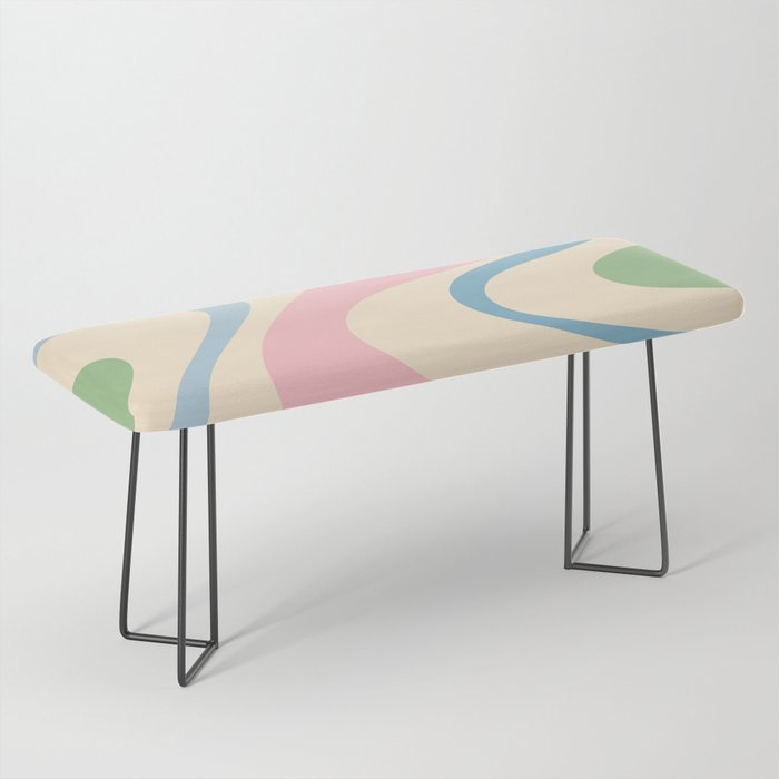 Pastel Abstract Trippy Dream Retro Contemporary Pattern Pink Blue Green Bench Gallery Image 1