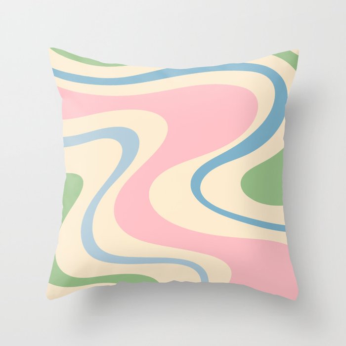 Pastel Abstract Trippy Dream Retro Contemporary Pattern Pink Blue Green Throw Pillow Gallery Image 6