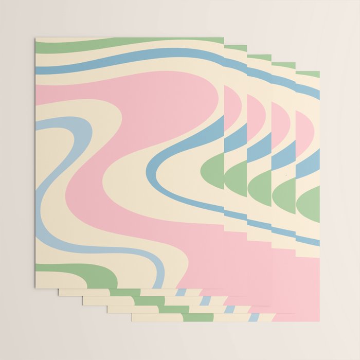 Pastel Abstract Trippy Dream Retro Contemporary Pattern Pink Blue Green Wrapping Paper Gallery Image 3