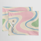 Pastel Abstract Trippy Dream Retro Contemporary Pattern Pink Blue Green Placemat Gallery Image 1