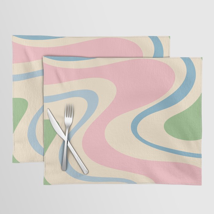 Pastel Abstract Trippy Dream Retro Contemporary Pattern Pink Blue Green Placemat Gallery Image 1