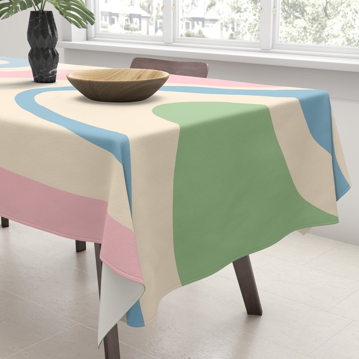 Pastel Abstract Trippy Dream Retro Contemporary Pattern Pink Blue Green Tablecloth Gallery Image 3