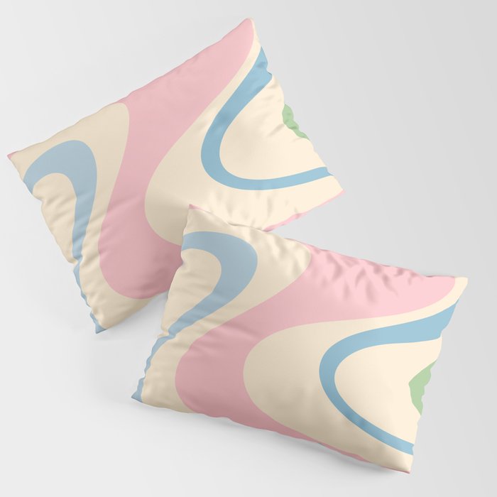 Pastel Abstract Trippy Dream Retro Contemporary Pattern Pink Blue Green Pillow Sham Gallery Image 3