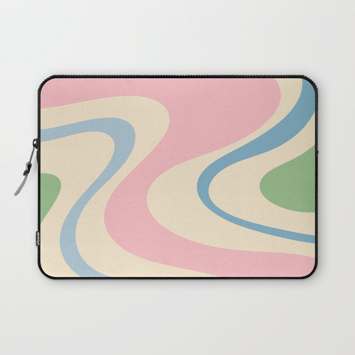 Pastel Abstract Trippy Dream Retro Contemporary Pattern Pink Blue Green Laptop Sleeve Gallery Image 1