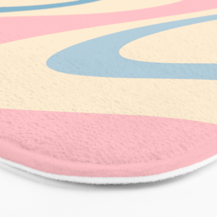 Pastel Abstract Trippy Dream Retro Contemporary Pattern Pink Blue Green Bath Mat Gallery Image 3