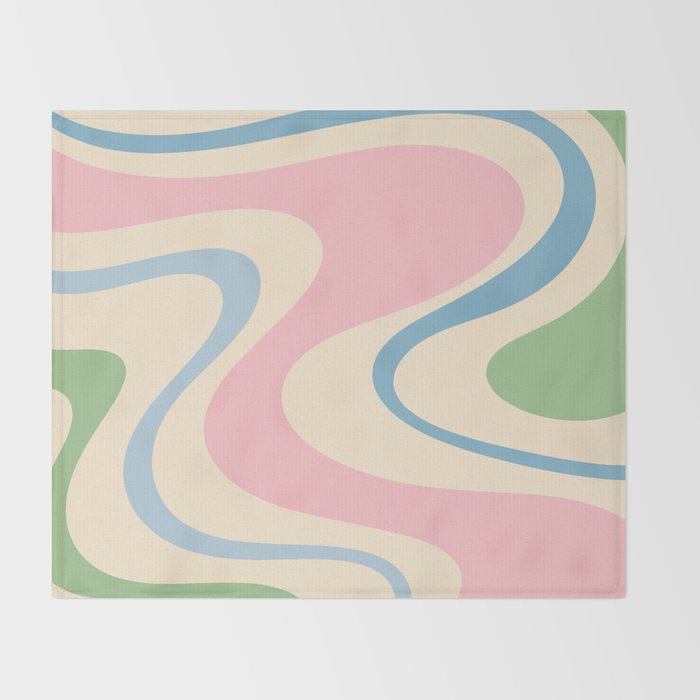 Pastel Abstract Trippy Dream Retro Contemporary Pattern Pink Blue Green Throw Blanket Gallery Image 2