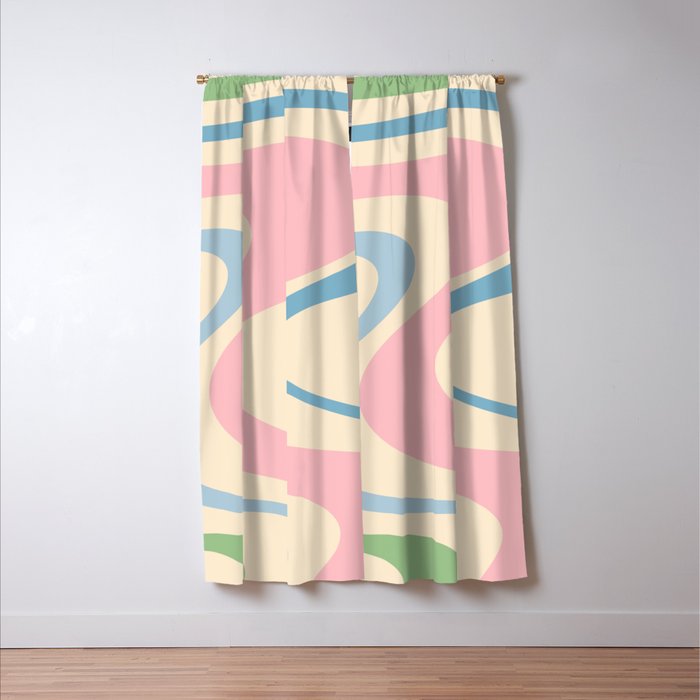 Pastel Abstract Trippy Dream Retro Contemporary Pattern Pink Blue Green Window Curtain Gallery Image 3
