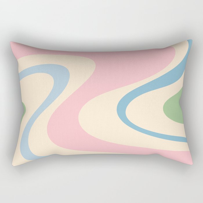 Pastel Abstract Trippy Dream Retro Contemporary Pattern Pink Blue Green Rectangular Pillow Gallery Image 1