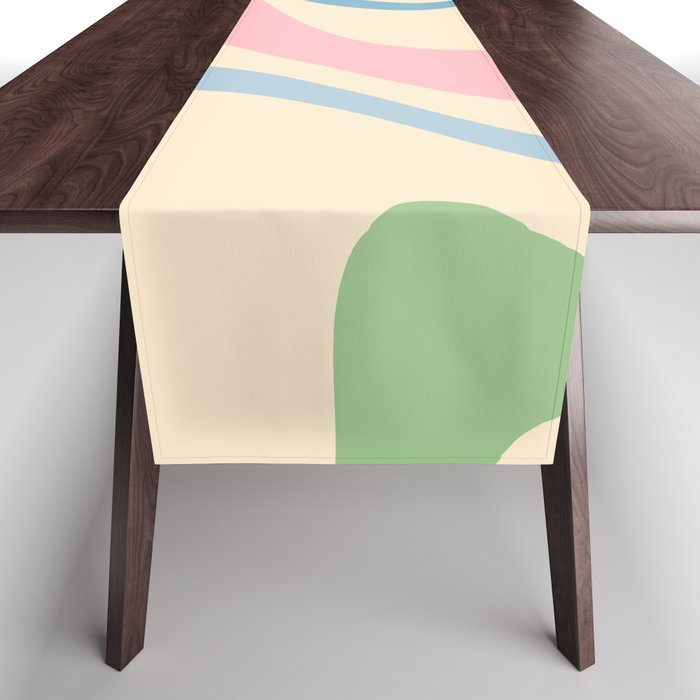 Pastel Abstract Trippy Dream Retro Contemporary Pattern Pink Blue Green Table Runner Gallery Image 1