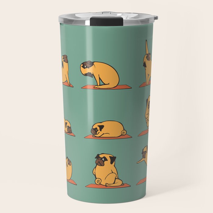 Pug Yoga Travel Mug Gallery Image 1