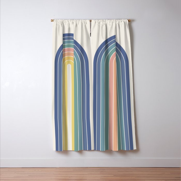 Gradient Arch XX Retro Mid Century Modern Rainbow Window Curtain Gallery Image 3