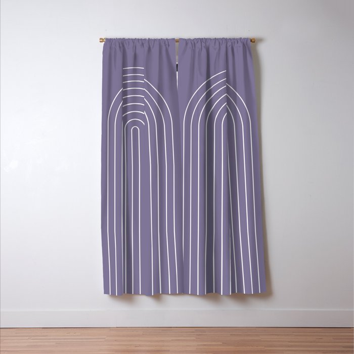 Minimal Arch XXXII Lavender Purple Modern Geometric Lines Window Curtain Gallery Image 3