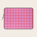 Preppy Pink and Red Grid Pattern Laptop Sleeve Gallery Image 1