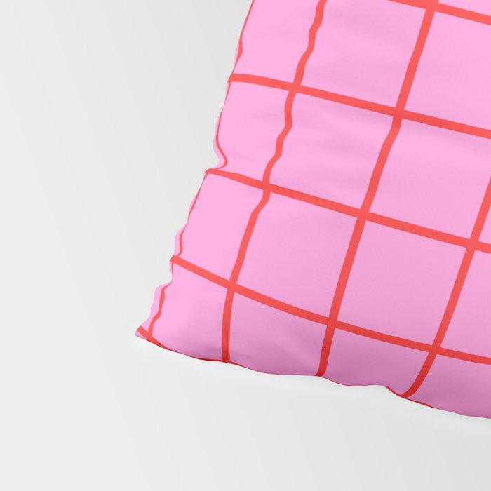 Preppy Pink and Red Grid Pattern Pillow Sham Gallery Image 4