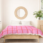 Preppy Pink and Red Grid Pattern Duvet Cover Gallery Image 3