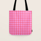Preppy Pink and Red Grid Pattern Tote Bag Gallery Image 1