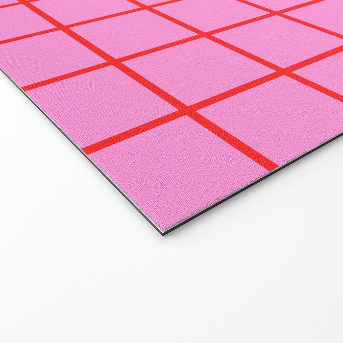 Preppy Pink and Red Grid Pattern Welcome Mat Gallery Image 2