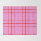 Preppy Pink and Red Grid Pattern Throw Blanket Gallery Image 2