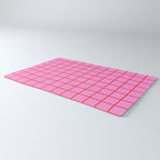 Preppy Pink and Red Grid Pattern Rug Gallery Image 3