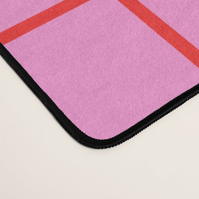 Preppy Pink and Red Grid Pattern Desk Mat Gallery Image 4