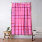 Preppy Pink and Red Grid Pattern Window Curtain Gallery Image 5
