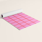 Preppy Pink and Red Grid Pattern Yoga Mat Gallery Image 2