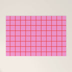 Preppy Pink and Red Grid Pattern Welcome Mat Gallery Image 1