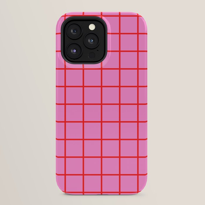 Preppy Pink and Red Grid Pattern iPhone Case Gallery Image 32