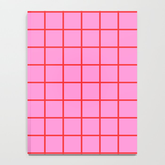 Preppy Pink and Red Grid Pattern Notebook Gallery Image 4