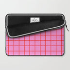 Preppy Pink and Red Grid Pattern Laptop Sleeve Gallery Image 2