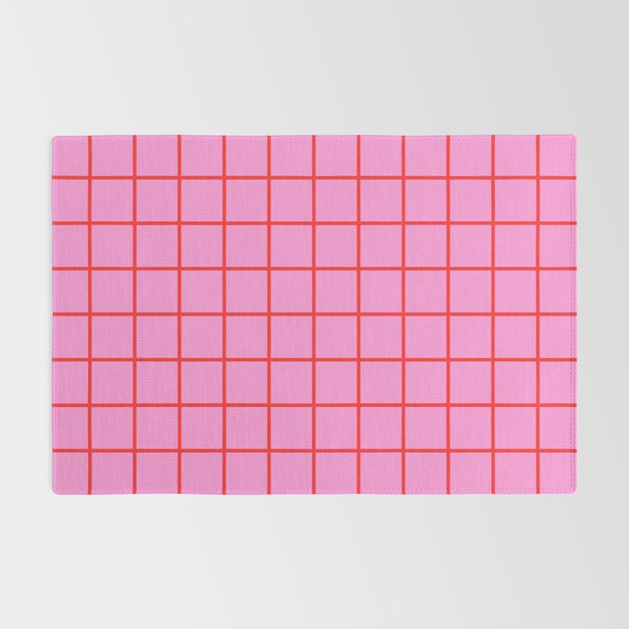 Preppy Pink and Red Grid Pattern Rug Gallery Image 2