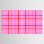 Preppy Pink and Red Grid Pattern Tablecloth Gallery Image 2