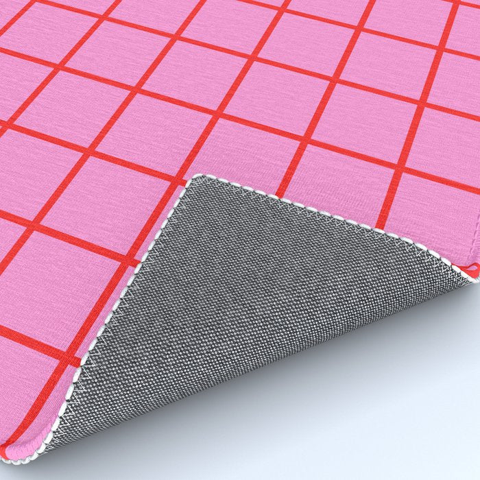 Preppy Pink and Red Grid Pattern Rug Gallery Image 4