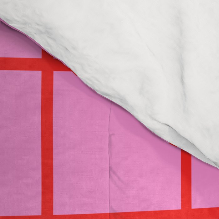 Preppy Pink and Red Grid Pattern Comforter Gallery Image 4