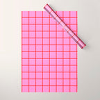 Preppy Pink and Red Grid Pattern Wrapping Paper Gallery Image 1