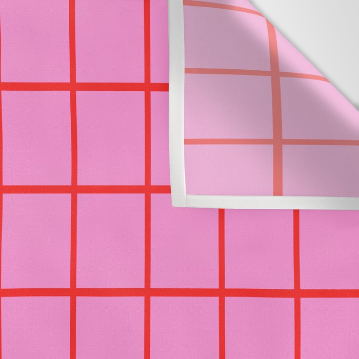 Preppy Pink and Red Grid Pattern Wall Tapestry Gallery Image 3