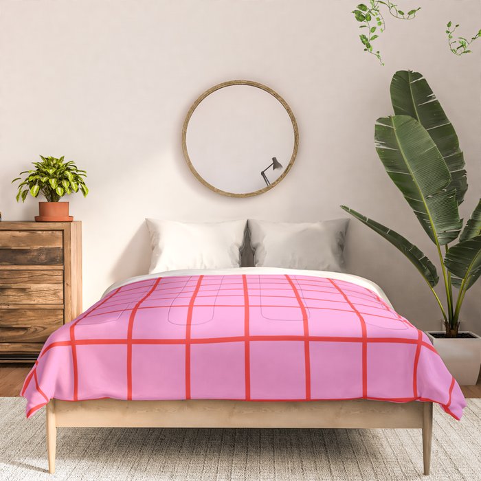 Preppy Pink and Red Grid Pattern Comforter Gallery Image 3