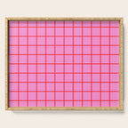 Preppy Pink and Red Grid Pattern Serving Tray Gallery Image 1