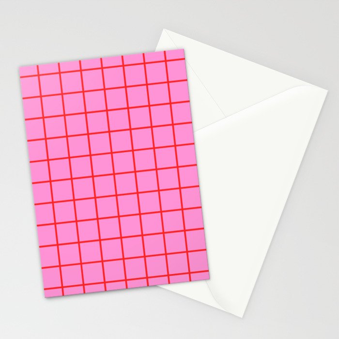 Preppy Pink and Red Grid Pattern Stationery Card Gallery Image 2