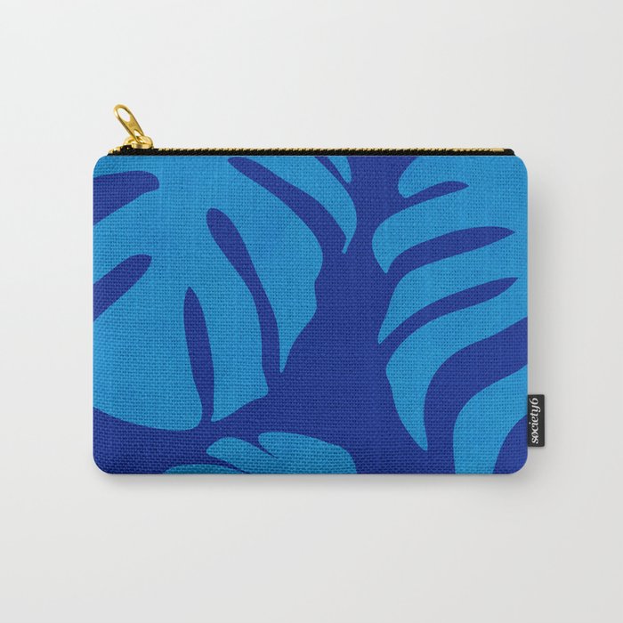 night monstera blue summer plant leaves Carry All Pouch Gallery Image 1