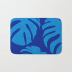 night monstera blue summer plant leaves Bath Mat Gallery Image 1