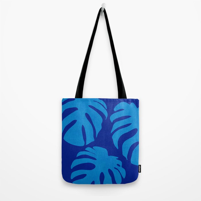 night monstera blue summer plant leaves Tote Bag Gallery Image 2