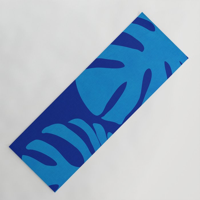 night monstera blue summer plant leaves Yoga Mat Gallery Image 1