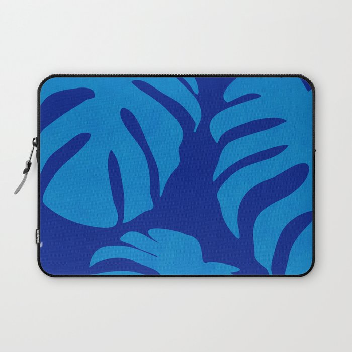 night monstera blue summer plant leaves Laptop Sleeve Gallery Image 1