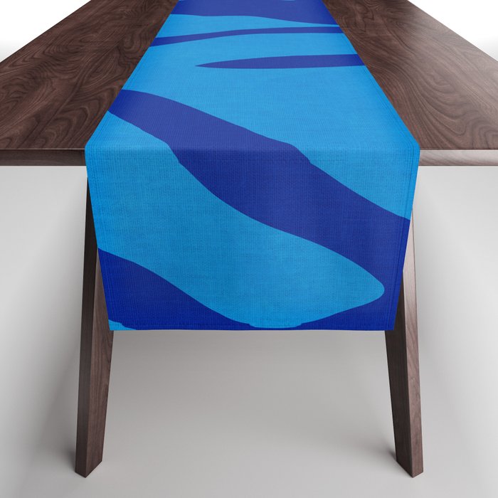 night monstera blue summer plant leaves Table Runner Gallery Image 1