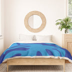 night monstera blue summer plant leaves Duvet Cover Gallery Image 3