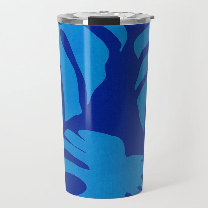 night monstera blue summer plant leaves Travel Mug Gallery Image 1